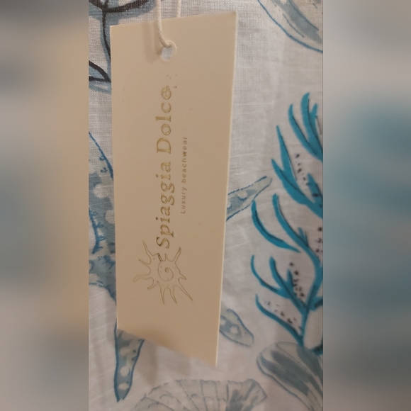 Blue and White Cut Out Tank Top Swim Coverup - Picture 4 of 8